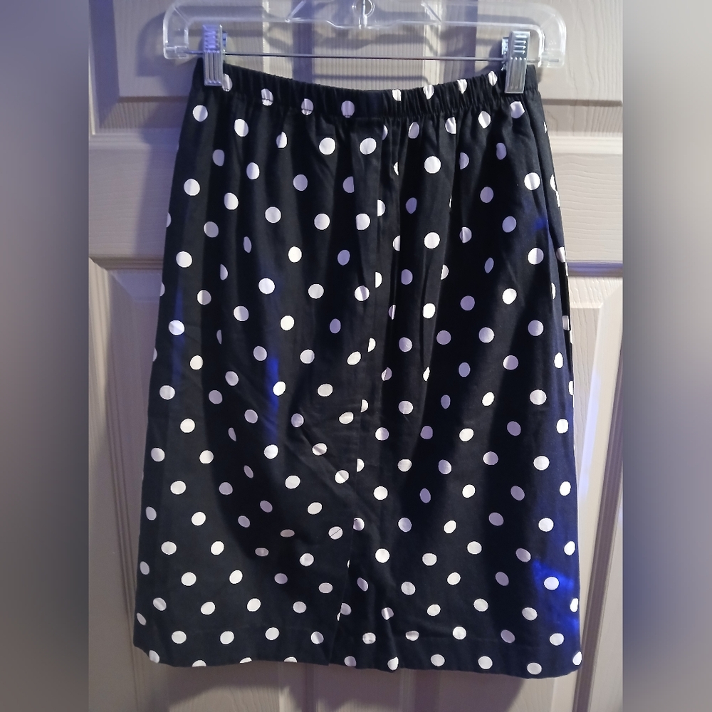 VINTAGE Double Sided Black & White Polkadot Mid-Long Rise Women's Skirt Size 10